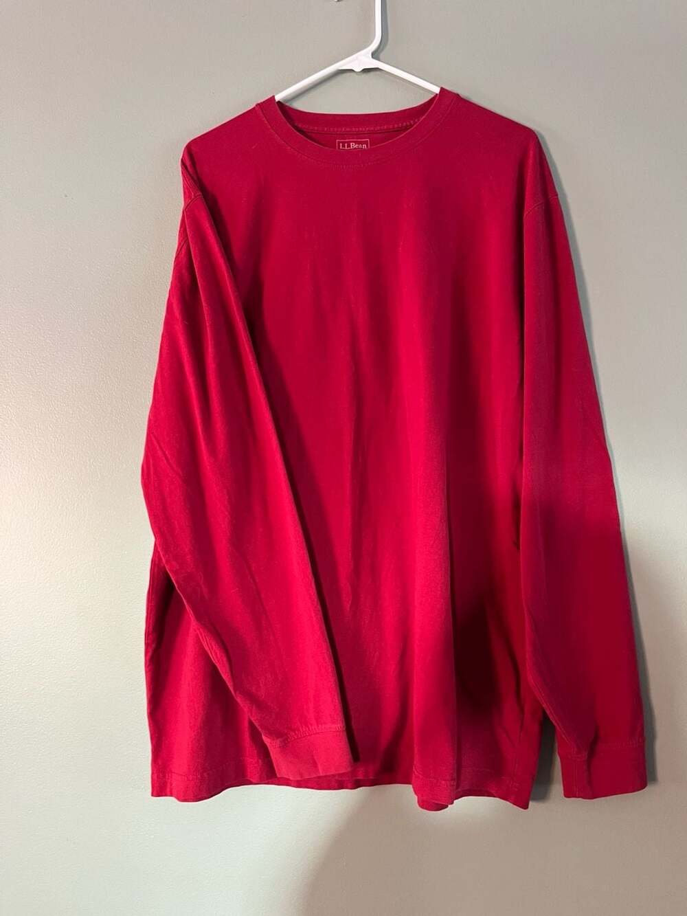 L.L. Bean Men's Long Sleeve Crewneck T-Shirt, Red, Large Tall